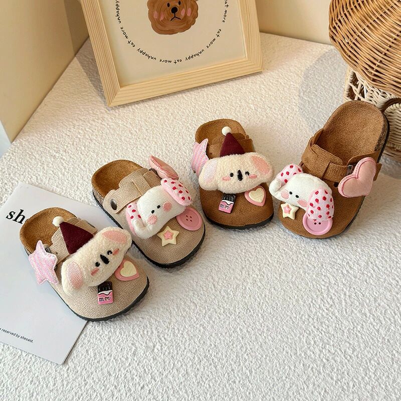 軽量 ソフトソール 勃肯シューズ デザイン カートゥーン かわいい 新作 春秋 2025 女の子 ドラッグシューズ 包頭 防滑 厚底 休
