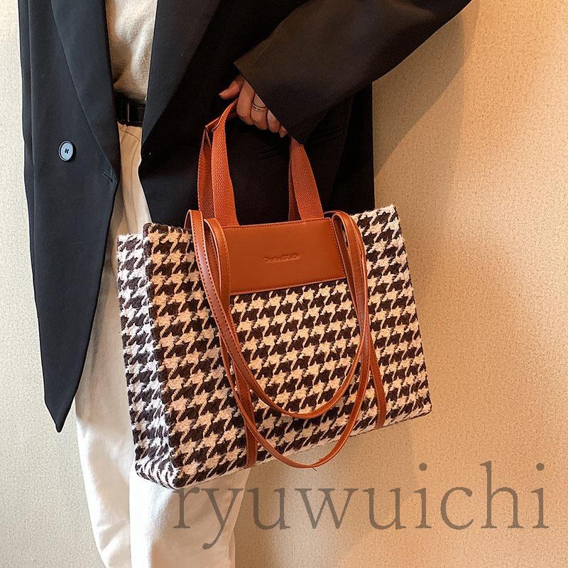 おしゃれ韓国 通学 通勤 ショルダーバック 肩掛けバッグ 千鳥格子バッグ 手提げバッグ 通勤バッグ かばん PU革バッグ レディース(4)