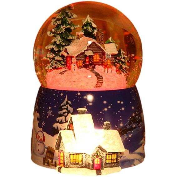 クリスマスミュージカルスノードームオルゴール回転可能な発光自動スノーオルゴール優れた誕生日ギフト