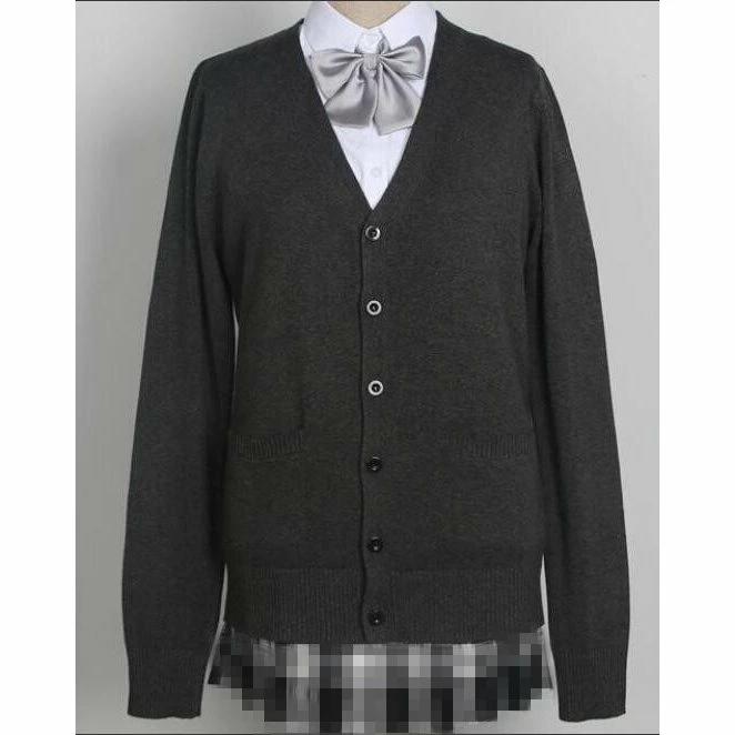女子高校生 キュート制服 セーター ニット vネック 前開き ゆったり 長袖 スクールセーター オールシ 無地