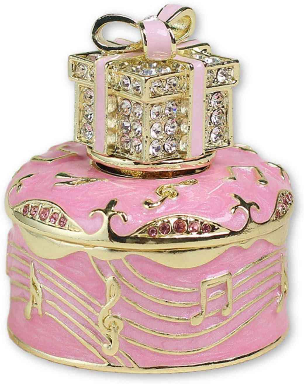 置物 ヴィンテージスタイル 卓上装 オルゴール クリスタルトリンケットボックス ギフトバコ 小物入れ ジュエリーボックス 合金製