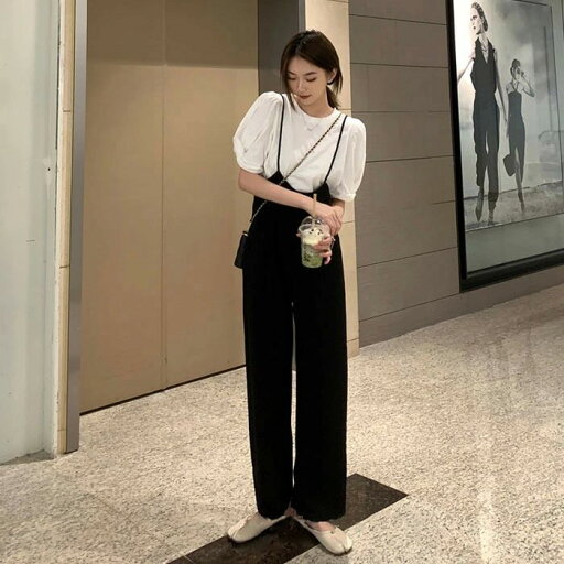 ブラッ シンプル 体型カバー ボリューム ゆったりめ 9分丈 ワイドパンツ カバーオール オーバーオール 涼しい 夏 キャミソール ブラッ シンプル 体型カバー ボリューム ゆったりめ 9分丈 ワイドパンツ カバーオール オーバーオール 涼しい 夏 キャミソール