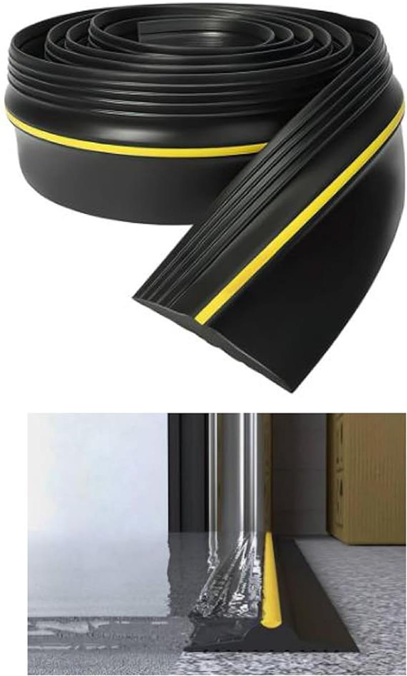 衝 アスファルト コンクリート 簡単取り付け PVC素材 滑り止めッジ 対策 侵入防止 雨/雪/埃/風 シャッター 駐車場 ガレージ 車庫(4)