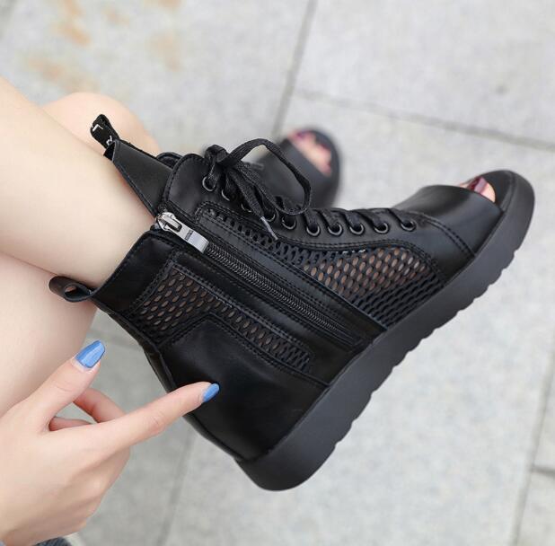 レディース靴 透かし 6cmヒール シースルー 夏サンダル レースアップシューズ