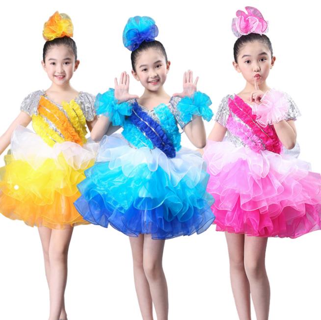 樂天商城 - ドレス ダンス衣装 キッズ ダンスウェア ダンスウェア 子供 表演服 演出 ラテン ジュニア 発表会 花 ワンピース 児童 体操