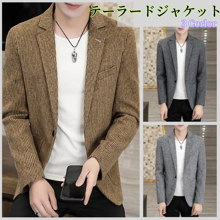 Jumper, Blouson - ス ジュアルジャケットカジュアル メンズファッション ジャケット 長袖 チェック柄チェックコート テーラードジャケット メンズ