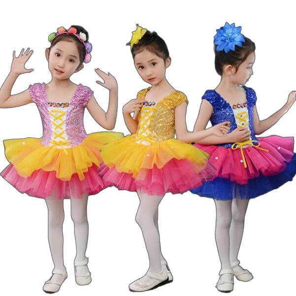 樂天商城 - ダンスウェア ドレス ジュニア ダンス衣装 発表会 花 ワンピース ダンスウェア キッズ 子供 表演服 演出 児童 体操 ラテン