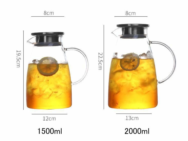 ガラスピッチャー 直火 耐熱ガラスポット ガラスケトル 2000ml ティーポット 1.5リットル 直火電気ケトル対応 ガラス ステンレス
