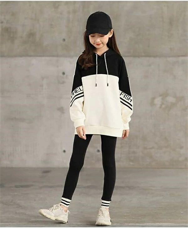 スポ レギンスパンツ 長袖 トップス パーカー フード付き ゆったり 韓国風 キッズ 2点セット セットア..