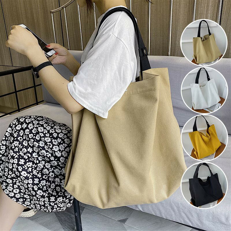 大きめ レディース 無地 エコバッグ おしゃれ ハンドバッグ マザーズバッグ ポケット A4 キャンバス 大容量 買い物 普 シンプル
