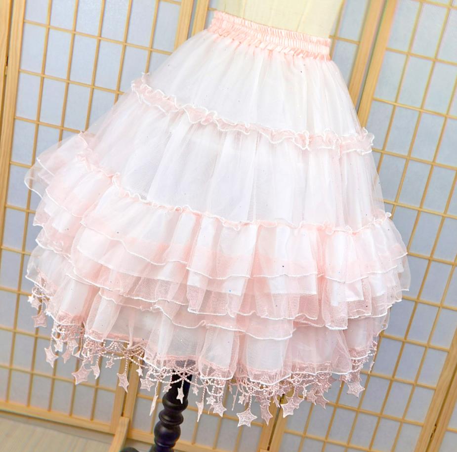 無地 レディース トップス 萌え トップス 変装 ロリータ ロリータファッション 星飾り/パニエ ホワ スカート ゴスロリ