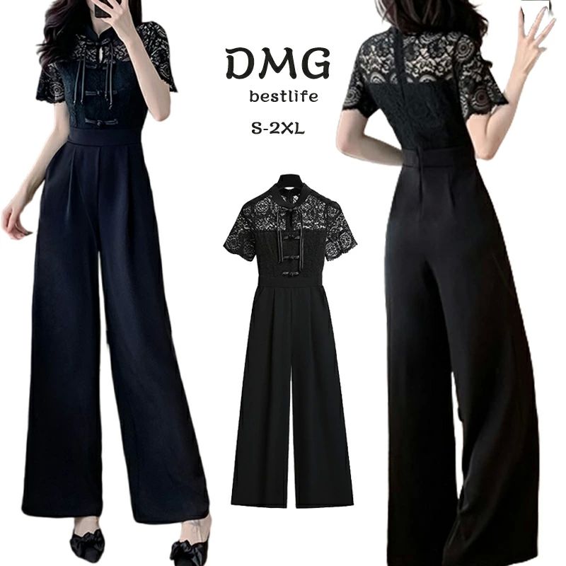 ドレス ワイドパンツ レディース パンツドレス コンビネゾン 袖あり 半袖 結婚式 二次会 お呼ばれ 披露宴 無地 パーティードレス