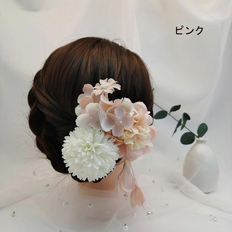 髪留め 浴衣 ヘアーアクセサリー コーデやすい 結婚式 和風 袴 つまみ細工 3点セット 二次会 大学 卒業式 髪飾り 七五三