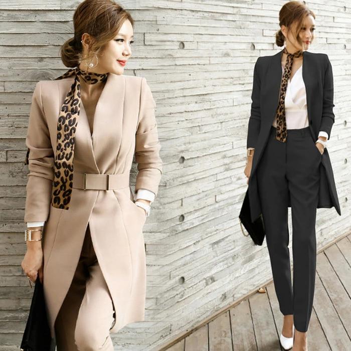 パンツスーツ ビジネススーツ スーツ 無地 パンツドレス 上下セット セットアップ レディーススーツ スーツ ロング ジ 2点セット