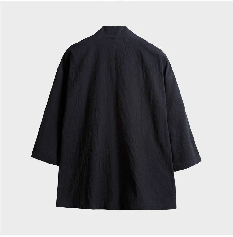 はっぴ メンズ ポケット付き 作務衣 夏 祭り 半被 半纏 七分袖 部屋着 甚平 男性用 麻 大きいサイズ おしゃれ トップス カジュア