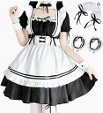 か アニメ ロリータワンピース 付き カチューシャ かわいい ロリータ フリル 女装 仮装 衣装 コスプレ 服 メイド 大量在庫 即納