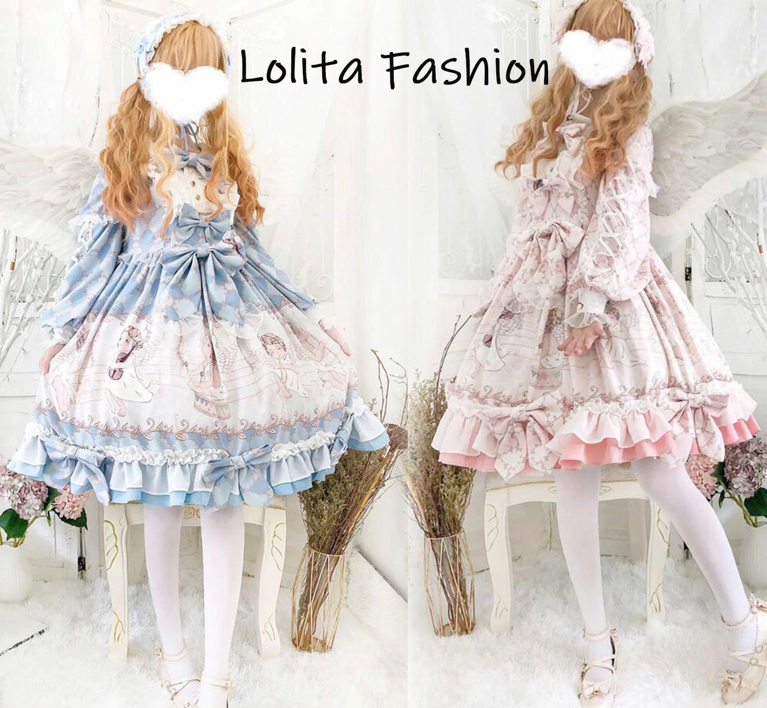 コスチ かわいい フリル リボン 長袖ワンピース 可愛いロリータ服 個性的 プリンセスドレス お姫様ワンピース 甘ロリ 甘ロリータ