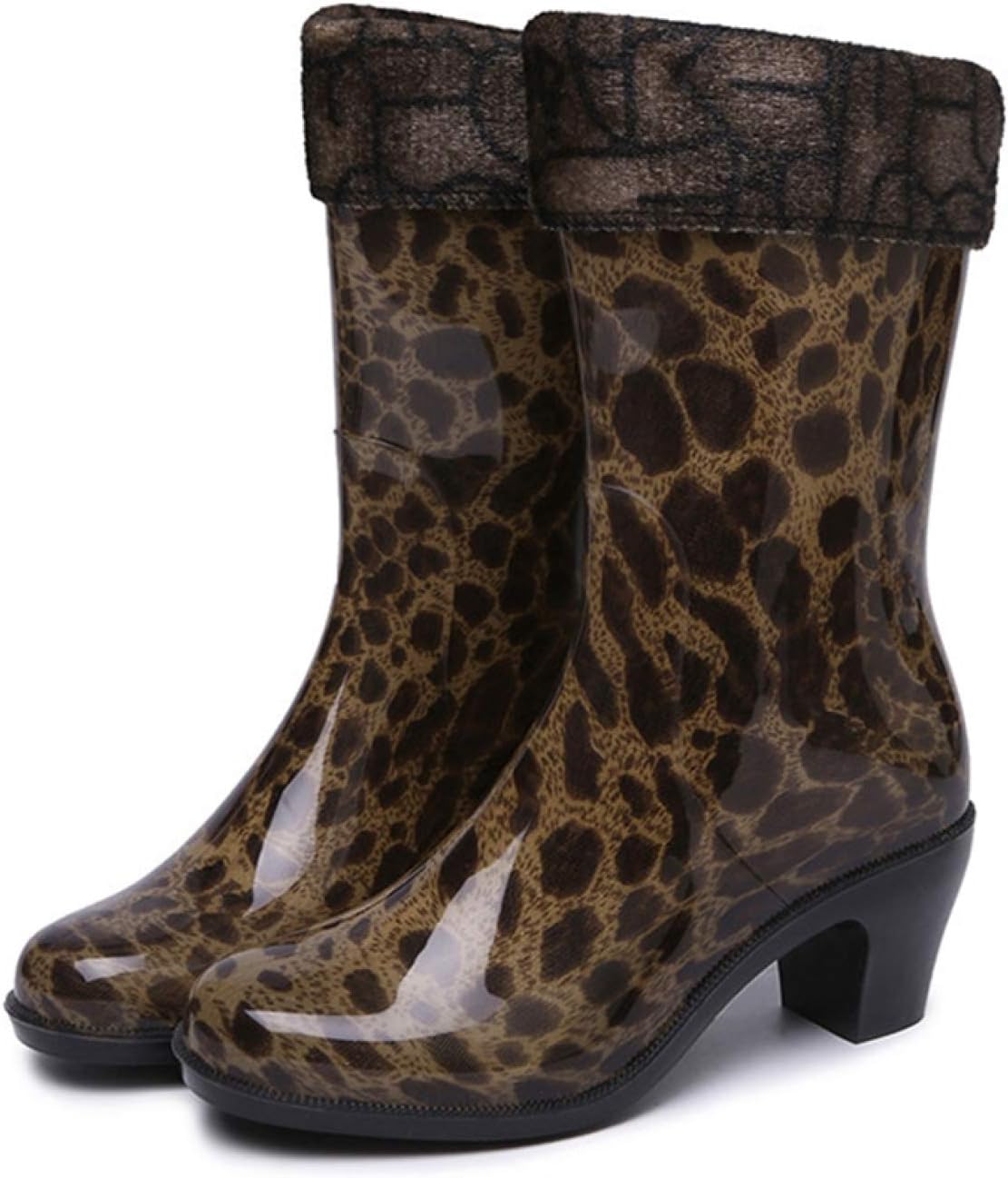 ラバーシューズ かわいい ハイヒール 滑り止め シンプル 防水 ブーツ ショート 園芸 雨靴 晴雨兼用 レディース レインシューズ