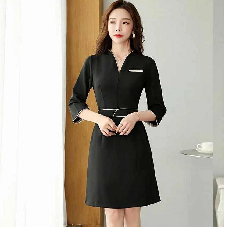 七分袖 半袖 女性用 サロン ヘッドスパ エステサロン 受付 ホワイト 美容師 サービス 制服 エステ 白 ユニフォーム ワンピース