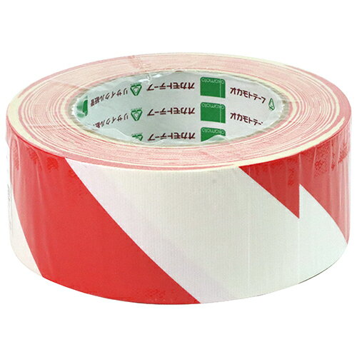 オカモト 布テープ トラ(白/赤) No.111 50mm×25m