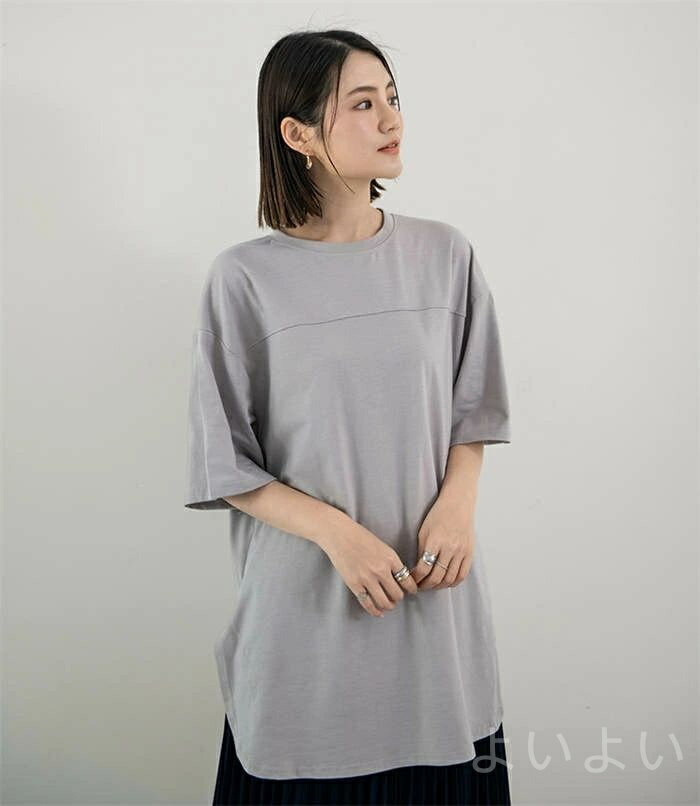 【送料無料】Tシャツ 無地 ティーシャツ インナー 大きいサイズ コットン 綿 オーバーサイズ ゆったり サイドスリット レイヤード風 重ね着