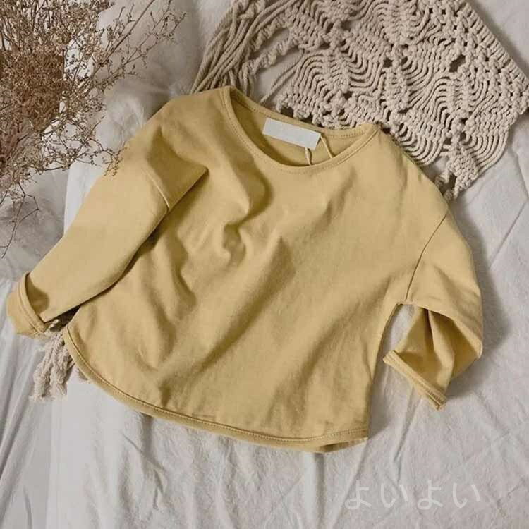 【送料無料】無地 クルーネック 子供服 キッズ 2点セット ベビー 男の子 女の子 ロンT 吸汗 カットソー ラウンドネック 料無料クルーネック