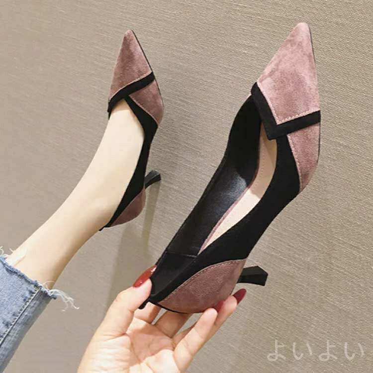 【送料無料】仕事用 結婚式 ピンヒール 合成皮革 レザー スエード スエード 通勤 パンプス ヒール ハイヒール 5.5センチヒール 靴 美脚 yoiyoi4141-10003157 よいよい サンプル画像2