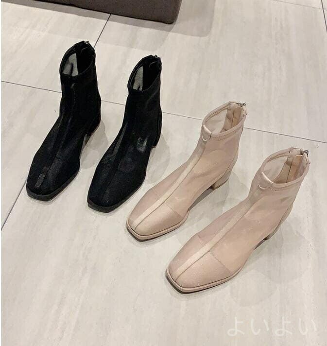 Short - 【送料無料】おしゃれ 履きやすい 歩きやすい ぺたんこ フラット スタッズ ショートブーツ パイピング シアーチュール スクエアトゥ