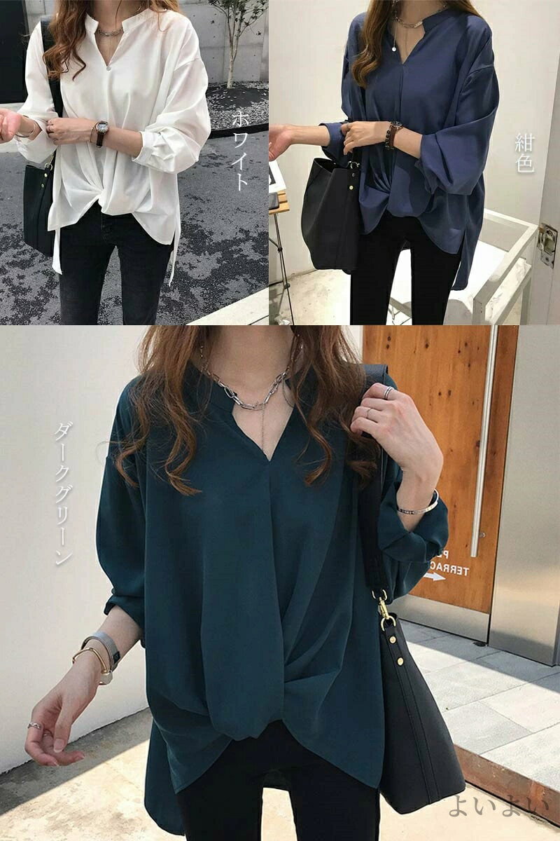 【送料無料】ロング シャツ 白シャツ 夏 レディース シャツブラウス 春夏 長袖 シフォンシャツ スキッパーネック シフォン チュニック