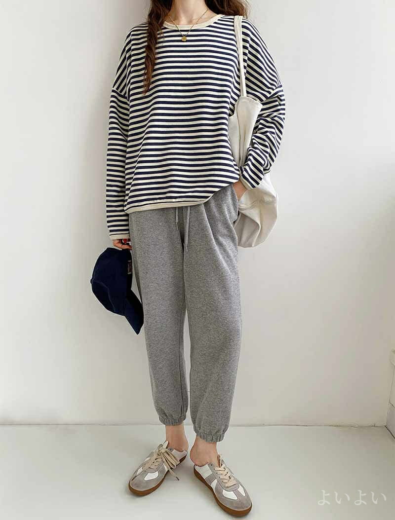 【送料無料】Tシャツ クールネック プルオーバー トップス 長袖tシャツ 秋 春 レディース tシャツ 長袖 カットソー ボーダー