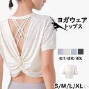 【送料無料】通気 薄手 フィットネスウェア セクシー 背中見せ おしゃれ ルーズブラウス ヨガウェア 丈短め レディース 半袖