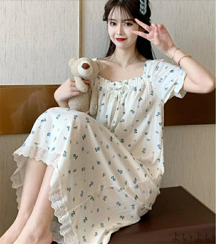 【送料無料】着痩せ 体型カバー 外出 ワンピ 大きいサイズ フレアドレス 部屋着 パジャマ 半袖 レディース ワンピース