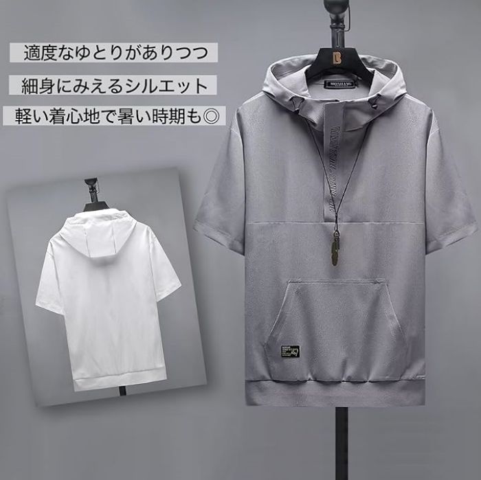 【送料無料】半袖パーカー Tシャツ メンズ 男性 プルオーバー 男女兼用 レディース...