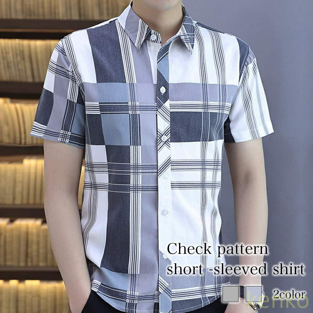 楽天よいよい【送料無料】シャツ メンズ チェック柄半袖シャツ オフィス 襟付き 夏 オシャレ おしゃれ フランネル 涼しい カジュアル おもしろ 黒 インナー Tシャツ ゴルフ 半袖 ブランド 派手 ネルシャ?