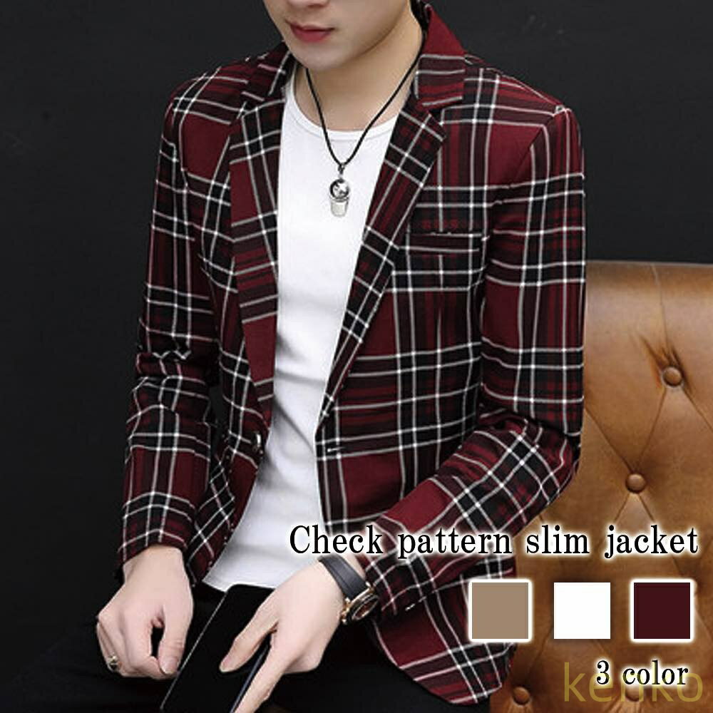 【送料無料】テーラードジャケット メンズ チェック柄スリムジャケット 厚手 Tシャツ 中綿 大きい チェック テーラード 30代 冬 秋 カジュアル スーツ コーデュロイ ブレザー 40代 アウター ?