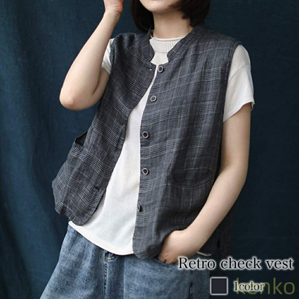 【送料無料】ベスト レディース レトロチェックベスト シニア おしゃれ スポーツ 可愛い ウール キルト ブランド 秋 お年寄り 中綿 フリース ダウン ニット...