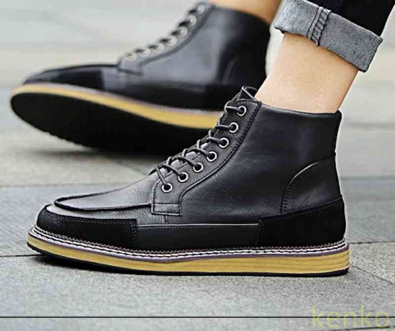 【送料無料】ブーツ メンズ ファスナー ルーム ブーツ完全 洗える ハイカット サイドジップ レザー フロント セット 滑らない ワーク 靴 シューズ 防水 モード 軽い ブランド 夏 暖かい ジッ?