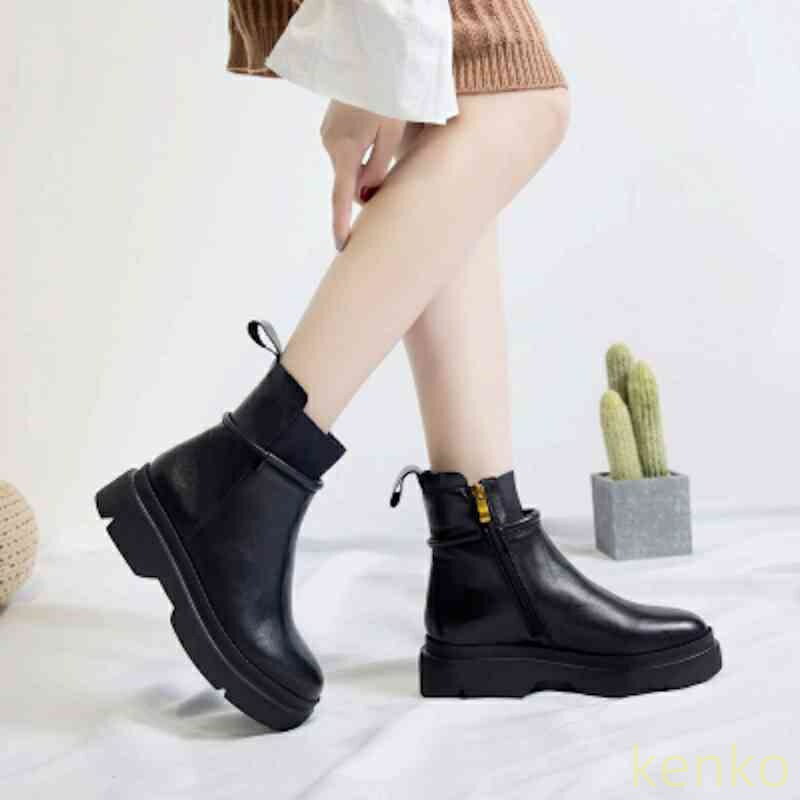 【送料無料】ブーツ レディース 滑らない おしゃれ ショート 革 きれいめ 厚底 ローヒール 暖かい 防水 スニーカー 軽い 冬 ウォーキング 雨 ミドル 軽量 歩きやすい レザー 秋 撥水 兼用 夏 ?