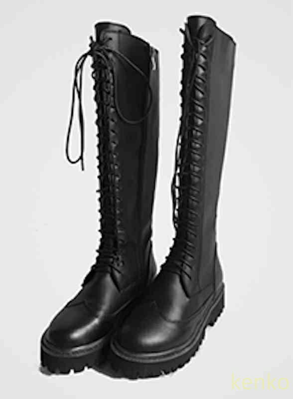 【送料無料】ロングブーツ レディース レース 黒 ミドルブーツ ワイド 編み上げ 防水 ぺたんこ 大きいサイズ 秋 防寒 ジョッキーブーツ 疲れない 本革 ストレッチ スエード 冬 ローヒール レ