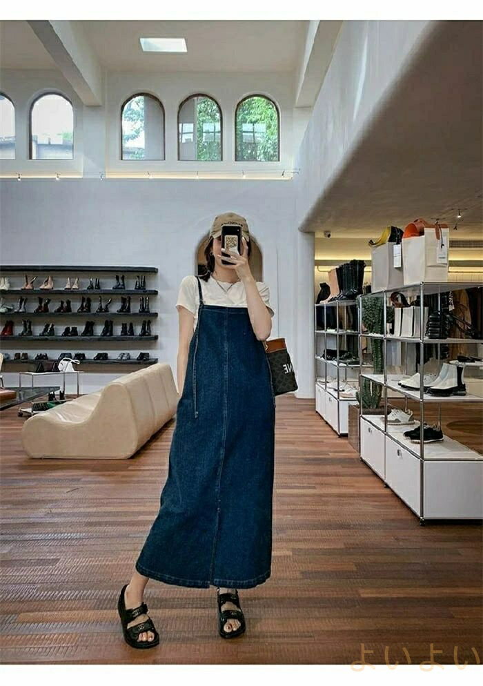 【送料無料】ジャンパースカート サロペット ワンピース レディース デニム ワンピース オーバーオール オールインワン デニム ワンピース ロング丈 ノースリーブ 体型カバー ロング ワンピース 春 夏 秋 ゆったり シンプル ロングワンピ 着痩せ カジュアル 大きいサイズ