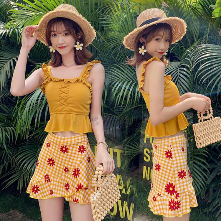 【送料無料】水着 レディース 体型カバー ワンピース ショートパンツ スカート セパレート サロペット オフショルダー スイムウェア タンキニ チェック柄 水玉