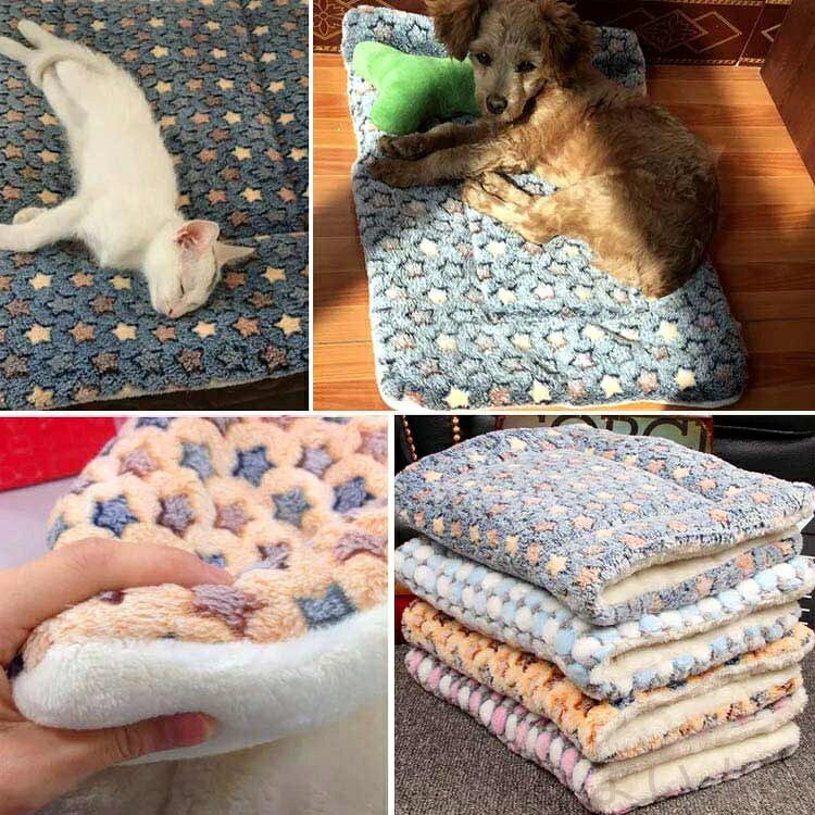 【送料無料】犬 猫 ペット 小型犬 ブランケット 毛布 63×43cm フランネル 暖かい 両面 お昼寝 厚手 マット あったか ソフト 防寒 もこもこ 寝具 保温 室内 yoiyoi4141-10038740 よいよい サンプル画像3