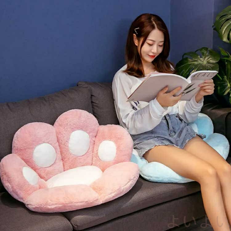 楽天よいよい【送料無料】背もたれ チェアパッド もこもこ 可愛い インテリア 猫爪 肉球 大人 チェアパッド 椅子 かわいい 贈り物 子供 ざぶとん 座椅子 猫 座布団 洗える