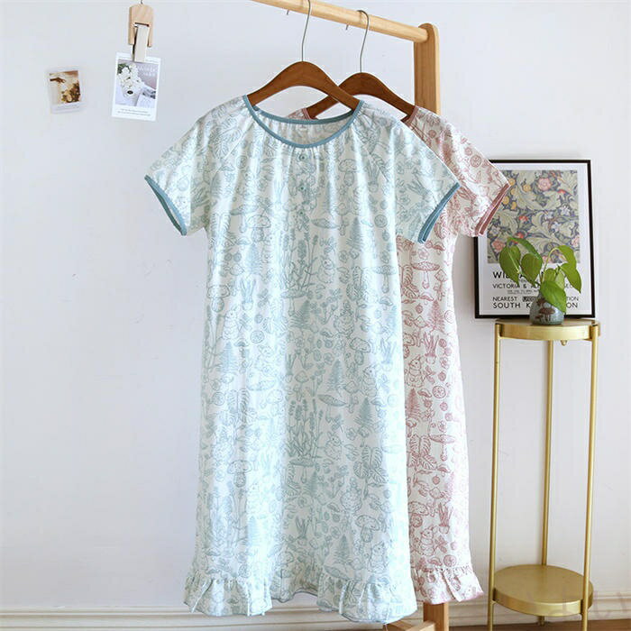 ルームウェア ワンピース 半袖 綿100 可愛い 大人 レディース 夏 綿 パジャマ ワンピース レディース 夏用 ランジェリー 部屋着 ナイト 大人 寝巻き