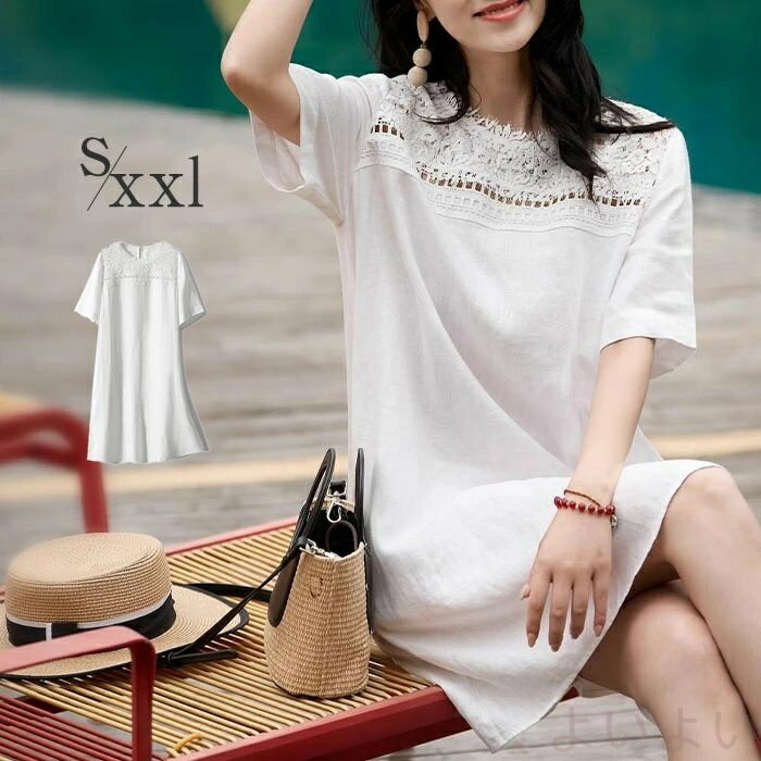 刺繍 ワンピース きれいめ フレアワンピース 半袖 ミディ丈 ファッション シンプル レディース カジュアル エレガント 半袖ワンピース 涼しい 春夏