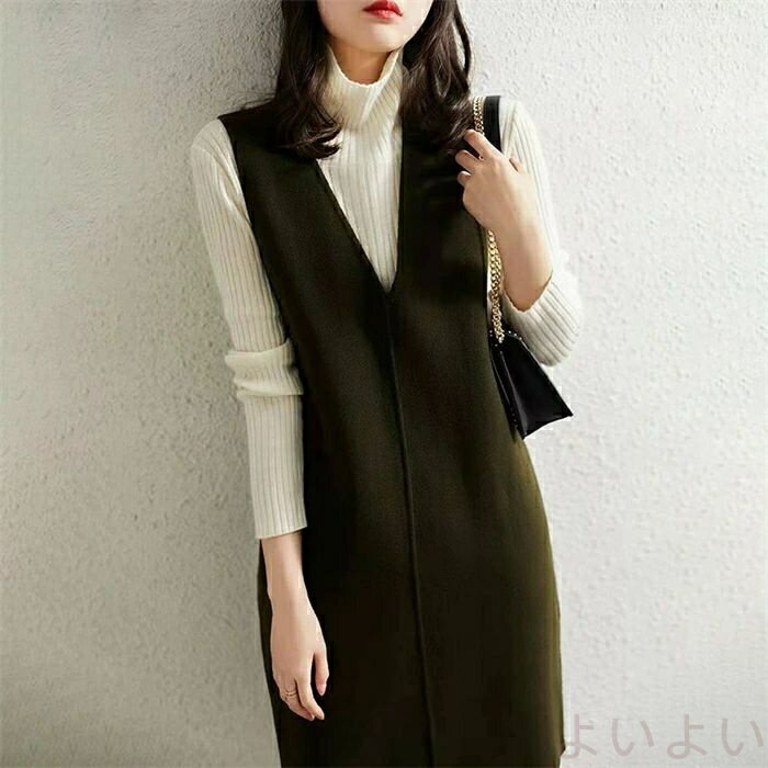 ジャンパースカート ツイード ワンピース ノースリーブ レディース Vネック ジャンスカ 膝丈 大人 サロペットスカート 春 秋 冬 上品 大きいサイズ 通勤