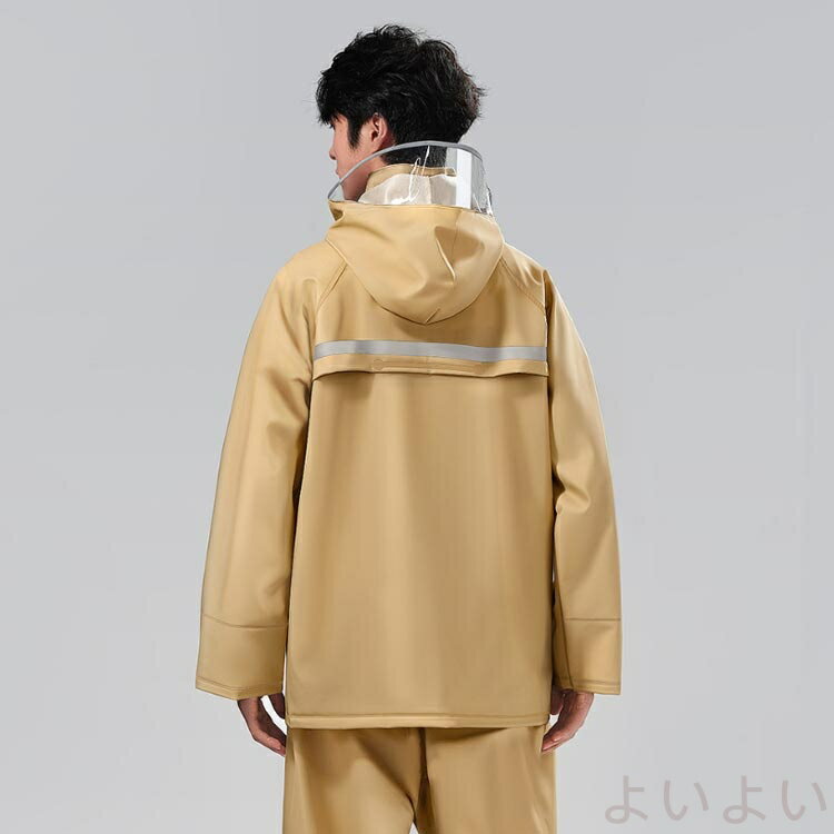 【送料無料】レインスーツ ロングパンツ レインウェア 上下セット ツバ付き レインコート メンズ 防水 メンズ 夜反射 雨ガッパ 自転車 合羽 撥水 大きいサイズ 梅雨対策