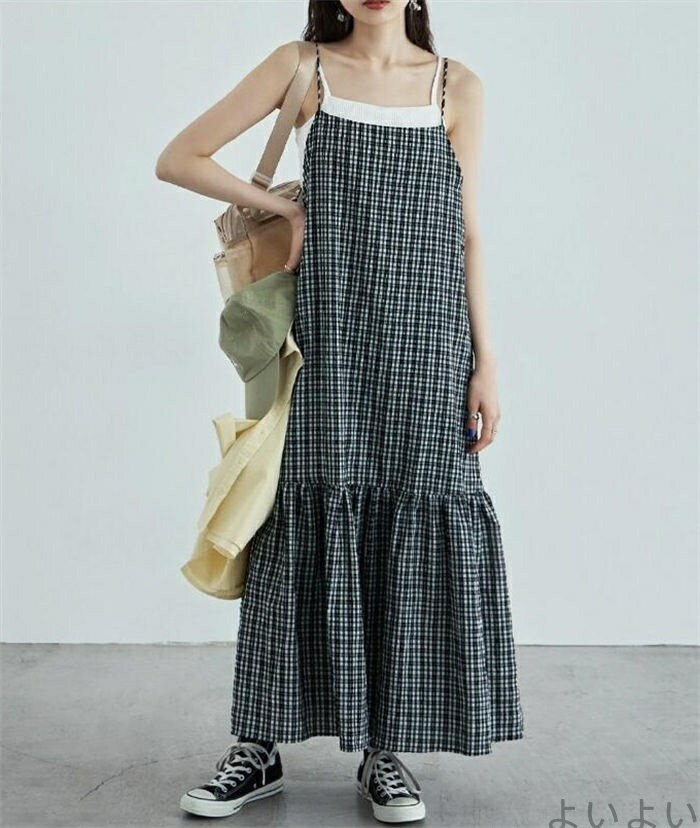 【送料無料】キャミワンピース レディース 夏 キャミソール ワンピース ロング ジャンパースカート フレア ワンピース Aライン