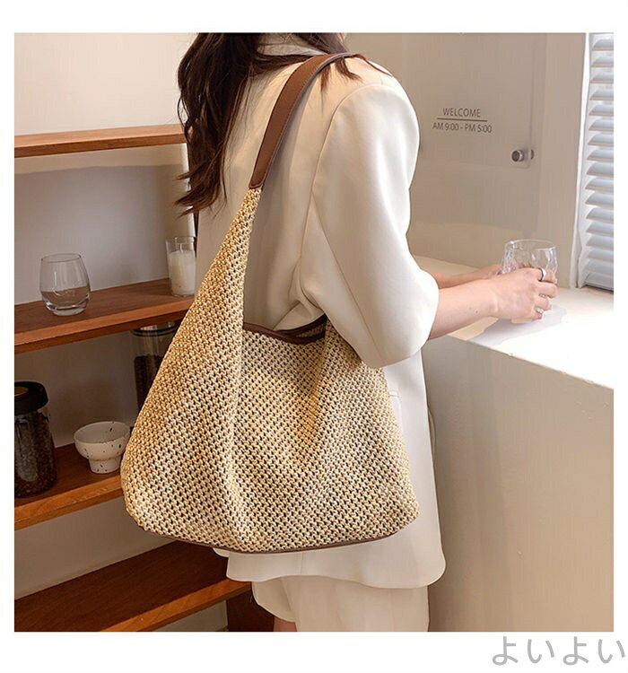 【送料無料】バッグ かごバッグ トート レディース ショルダー 夏 ファスナー 夏バッグ 肩掛け サマーバッグ トートバッグ カゴバッグ