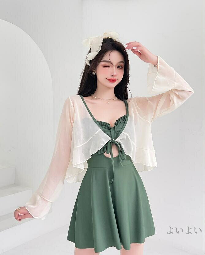 【送料無料】新色追加2点セット 4色 激安 スイムウエア ワンピース型 水着レディース ビキニ シンプル 小胸 体型カバー スイムウエア